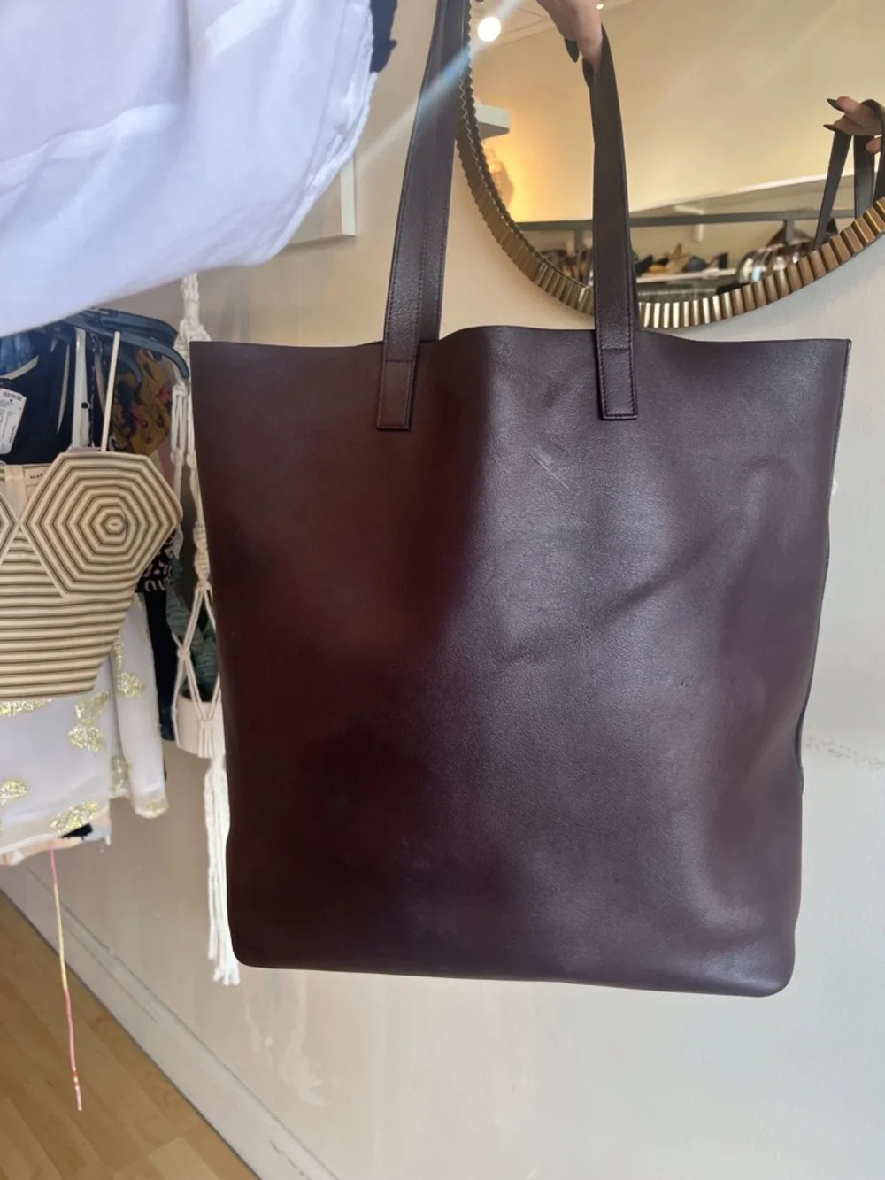 Saint Laurent Large Brownish/Redish Leather Tote - Picture 5 of 9